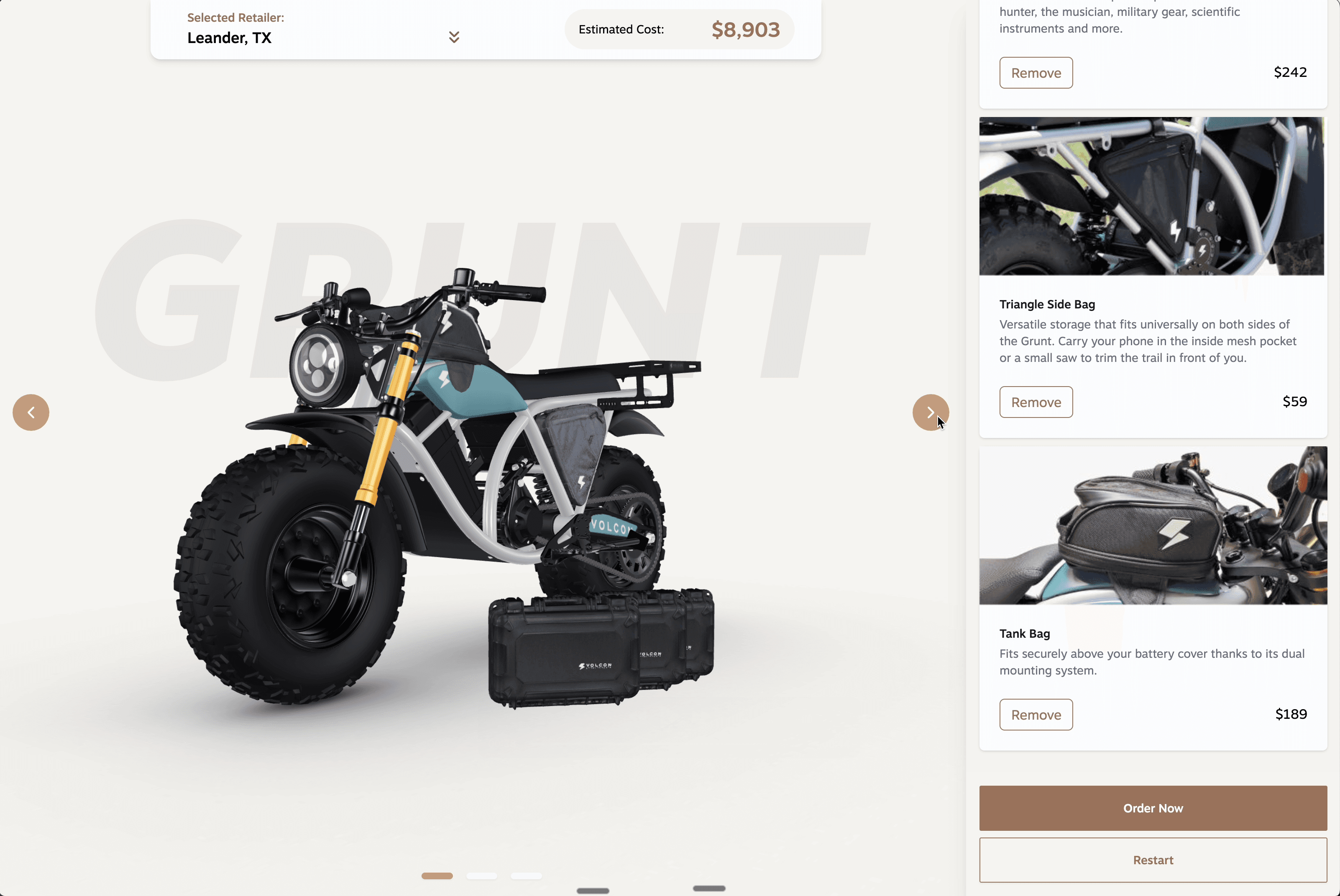 Volcon 3D Configurator screenshot